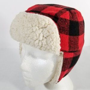 Buffalo Plaid Red & Black Ear-Muffed Winter Hat